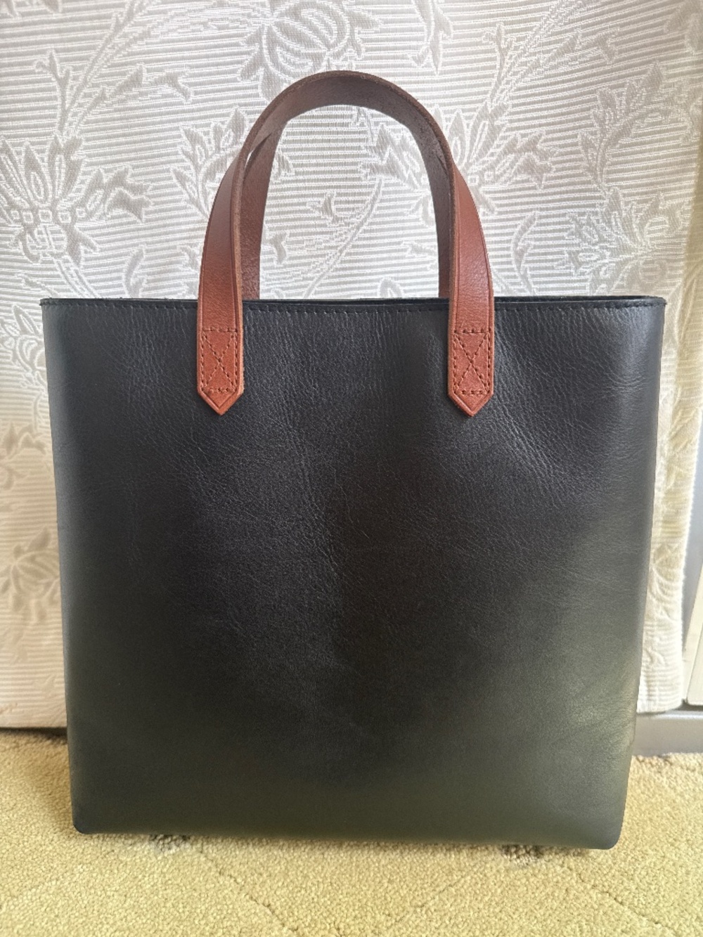 Madewell Small Zip-Top Transport Tote - Black and Brown Leather